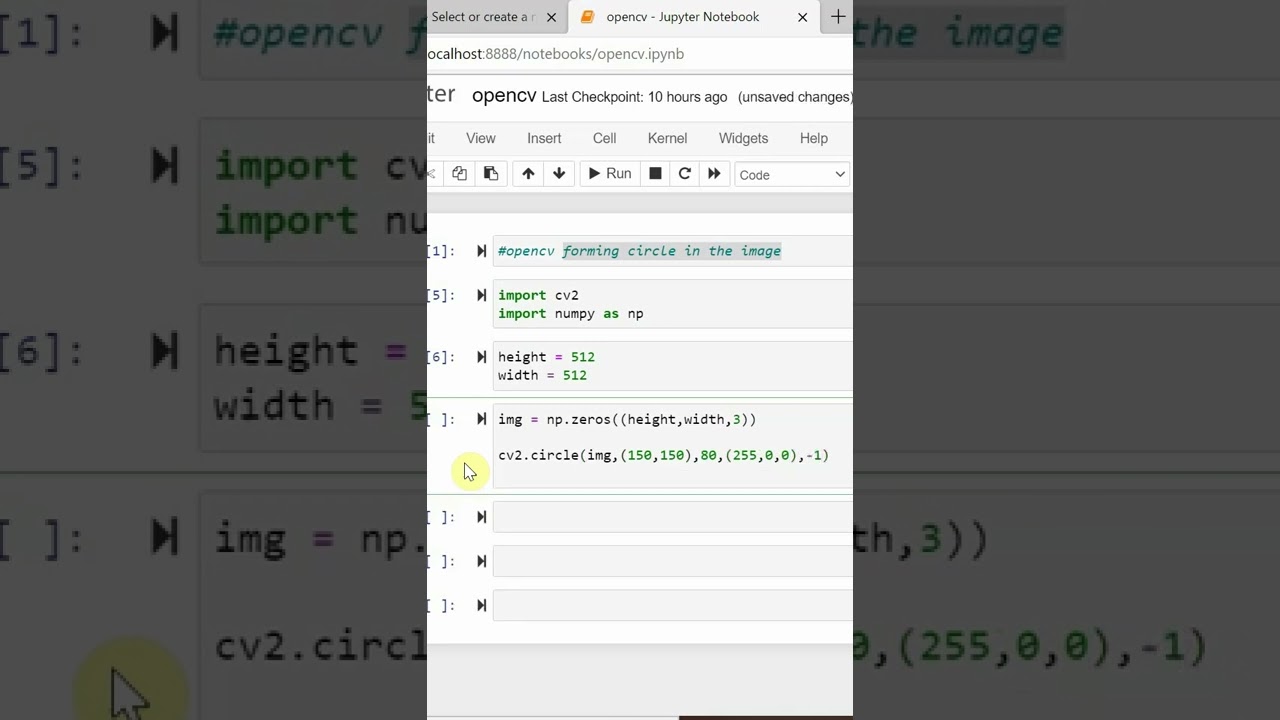Creating a circle in a image in Opencv
