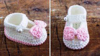 🌷Crochet Baby Booties 🎀 (Easy, CLOSE-UP, Step by Step Tutorial!)