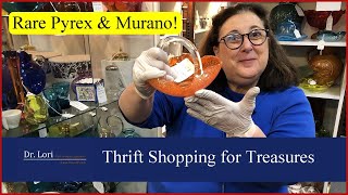 Rare Shopping Finds! Vintage Blenko, Pyrex, Murano & Fenton Glass, Fire King - Thrift with Dr. Lori