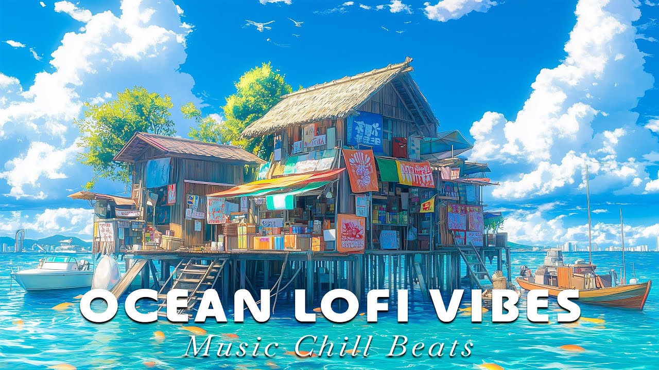 Ocean Lofi Vibes 🌸 Japanese Shoreline Ambience with Relaxing Beats🌊 Soft Lofi Chill Beats