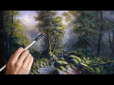 Evening Mossy Forest - Landscape Painting