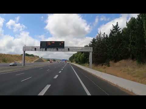 France. Autoroute A61. Narbonne - Toulouse. Driving with a truck.