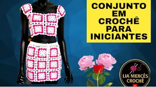 Conjunto de Crochê com Saia e Top Cropped Para Iniciante com Passo a Passo Simples e Fácil