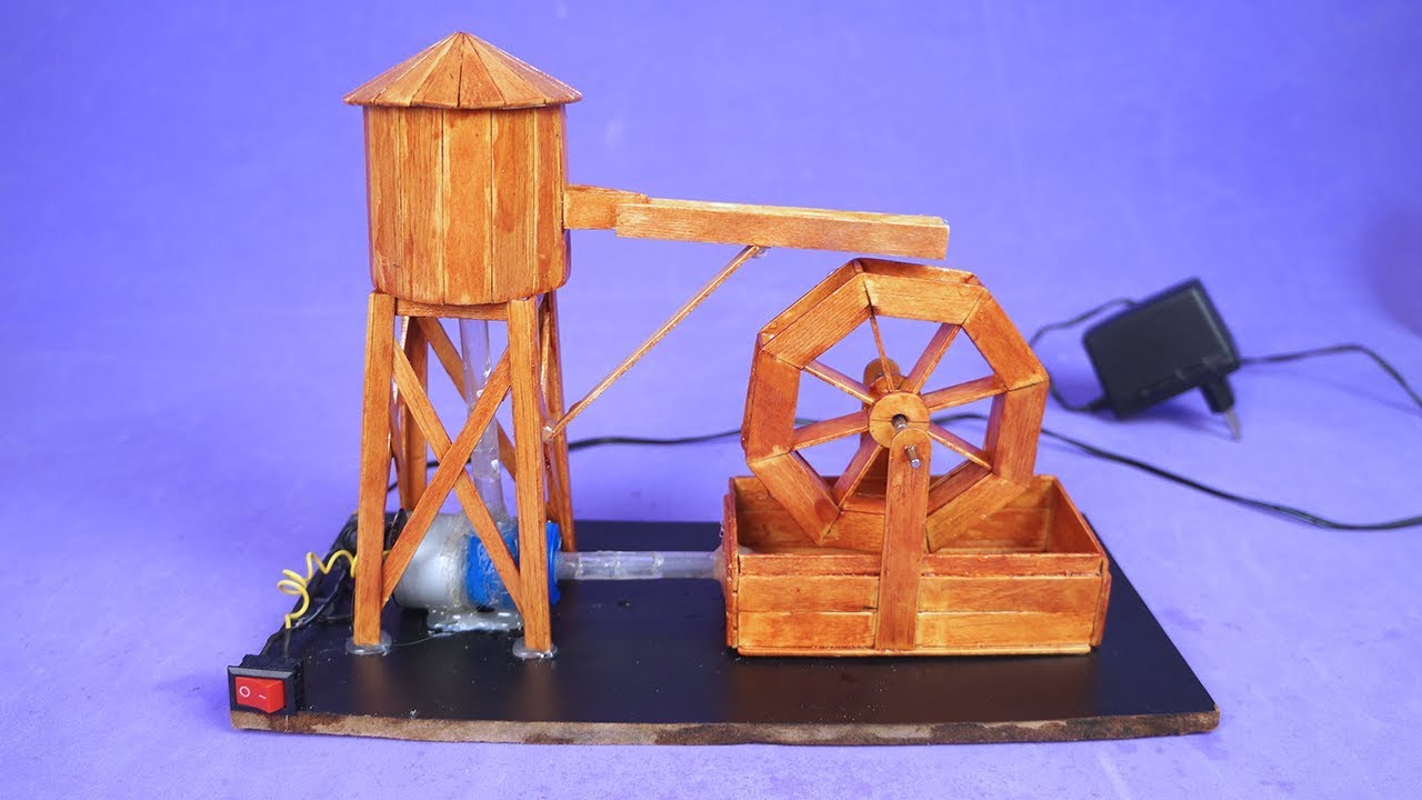 Amazing Mini Water Wheel made with icecream stick