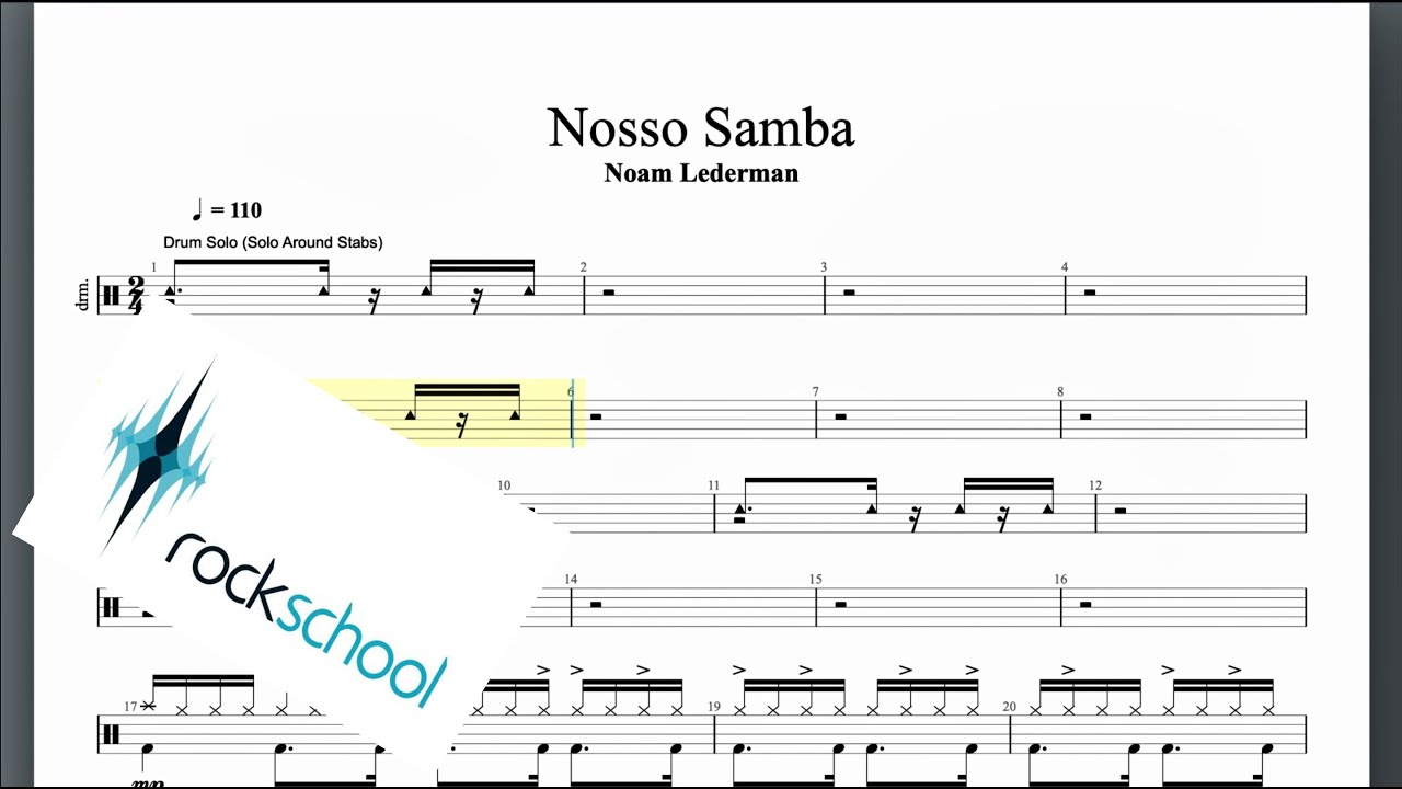 Nosso Samba Rockschool Grade 8 Drums
