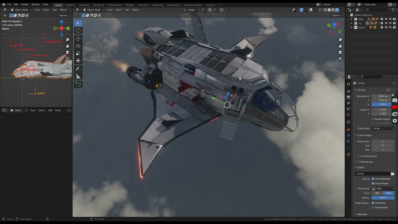 Space Ship - include inside 3D Model