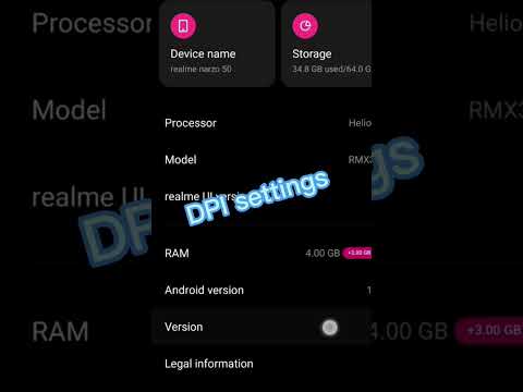 realme nerzo 50 DPI settings on