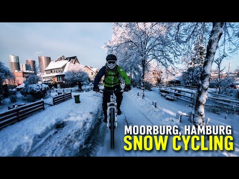 Snow Cycling in MOORBURG, Hamburg | 1 Hour Winter Bike Ride Through Snow [4K]