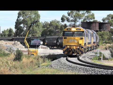 8116-8145-8157 on 2CK5 on the new connection onto the Avoca line at Ararat. 05-03-19. 16.11.16.
