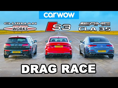 AMG CLA 35 v Audi S3 v MINI 4x4 JCW - DRAG RACE, ROLLING RACE & BRAKE TEST!