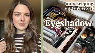 MAKEUP DECLUTTER! All My Eyeshadow Palettes & Single Eyeshadows ✨ ONLY Keeping What I Love!