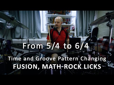 Polyrhythm Drum Grooves and Time Signature. 5/4 to 6/4