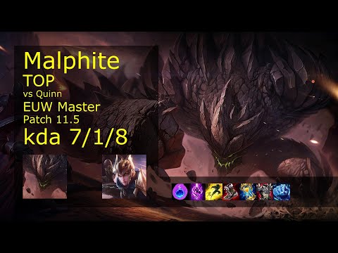 Malphite Top vs Quinn - EUW Master 7/1/8 Patch 11.5 Gameplay