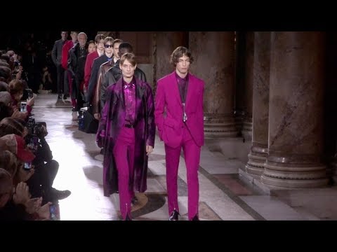 Models and designer Kris Van Assche on the runway for the Berluti Fashion Show