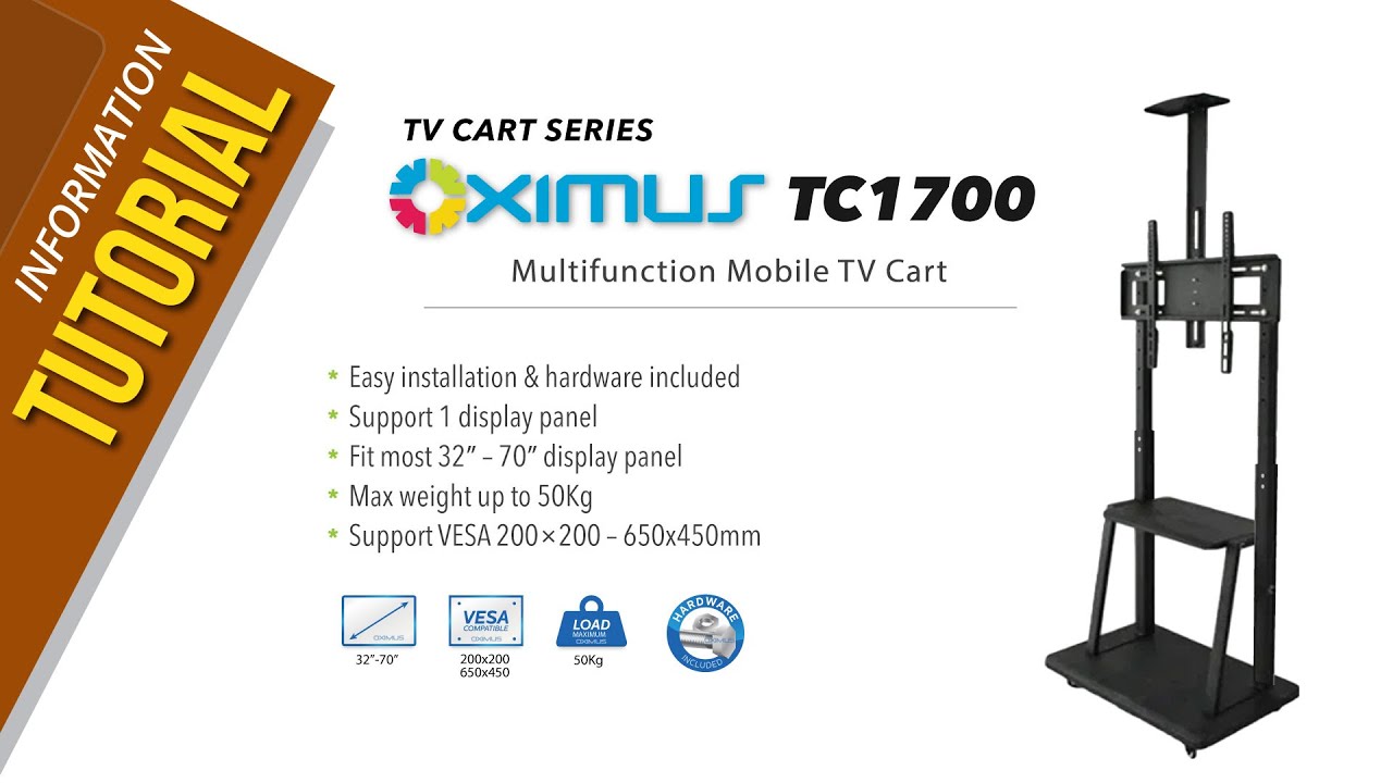 V-star Support TV, 32-75" pouces, mobile sur roulettes video thumbnail