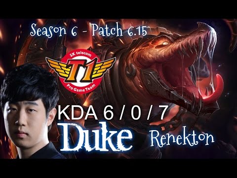 SKT T1 Duke RENEKTON vs IRELIA TOP - Patch 6.15 KR Ranked | League of Legends