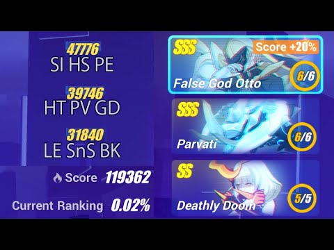 [HI3SEA] Memorial W55 - Otto 47776/39813, Parvati 39746, Doom 31840 - Exalted