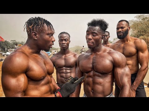 Challenging an African Bodybuilder to do 50 Pull ups & 100 Push ups in 5 mins @Vegeta_pain