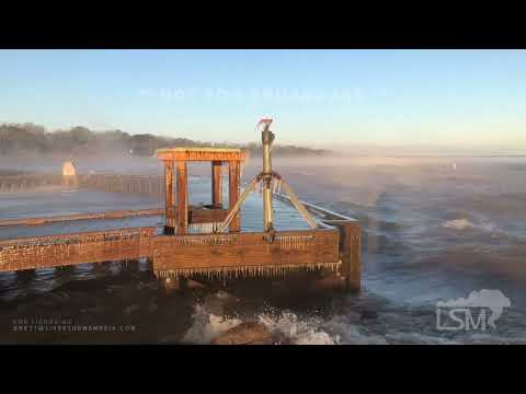 12-23-2022 Jackson, MS - Freezing Spray Ross Barnett Reservoir at Sunrise Arctic Cold Outbreak