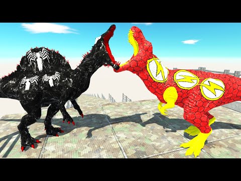 VENOM SPINOSAURUS ISLAND DEATH FALL - Animal Revolt Battle Simulator