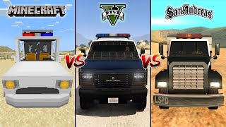 MINECRAFT POLICE TRUCK VS GTA 5 POLICE TRUCK VS GTA SAN ANDREAS POLICE TRUCK - WHICH IS BEST?