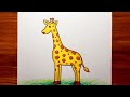 Giraffe Drawing || How to Draw Giraffe Step by Step for Beginners || Giraffe Drawing Colour..