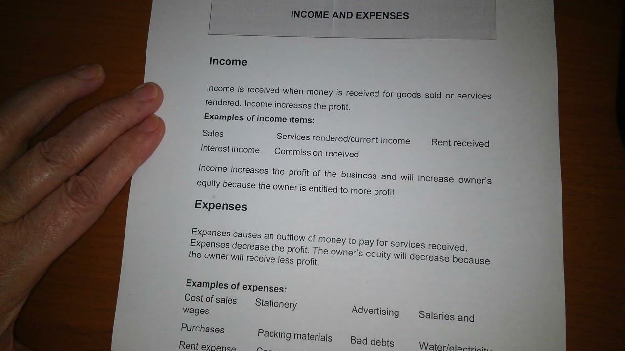 6. Income & Expenses