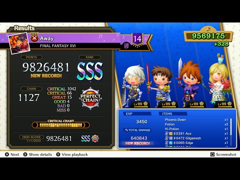 Theatrhythm Final Bar Line : FFXVI - "Away" - Supreme Difficulty Perfect Chain