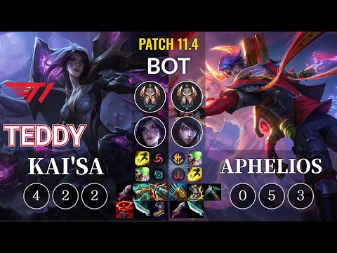 T1 Teddy Kai'Sa vs Aphelios Bot - KR Patch 11.4