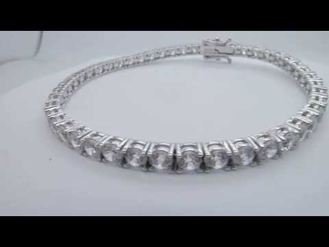 .925 Sterling Silver 13.9 CWT CZ Tennis Bracelet 7.25"