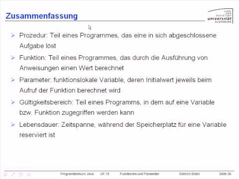UE15-Funktionen und Parameter [-37-Zusammenfassung]