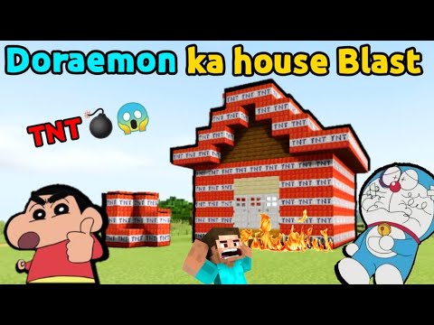 Shinchan blasted Doreamon's House In Minecraft 😱 || Shinchan Minecraft 😂 || Doraemon Minecraft