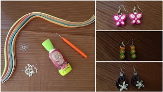 How to make quilling paper earrings in tamil|Daily wear paper earrings making|3 fancy DIY earrings.