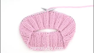 Video thumbnail for How to work knit 2, purl 2 (in the round) – UK / US knitting style