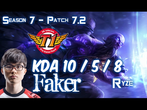SKT T1 Faker RYZE vs TALIYAH Mid - Patch 7.2 KR Ranked