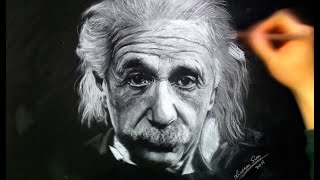 White Charcoal Drawing of Albert Einstein video