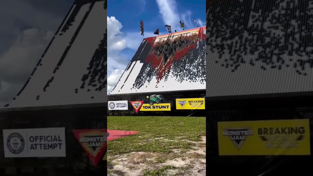 Breaking world records 🎯 Monster Jam 10K Stunt #Shorts #MonsterJam