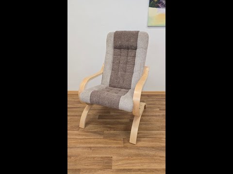 Čalouněné křeslo s dřevěnými područkami BARI , béžovo hnědé