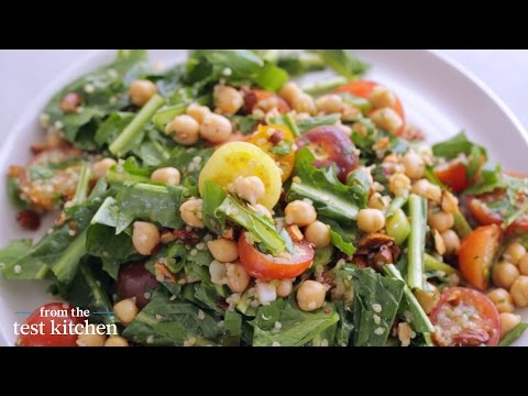 Marinated Chickpeas with Quinoa and Dandelion Greens - From the Test Kitchen