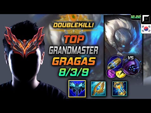 GrandMaster Top Gragas Build Everfrost First Strike - Gragas Top vs Jax - LOL KR 12.22