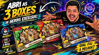 ABRI AS 3 BOXES DE HERÓIS EXCELSOS! 🔥 Mega Feraligatr, Meganium e Emboar EX!