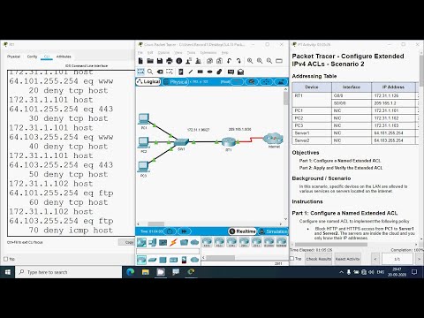 5.4.13 Packet Tracer - Configure Extended IPv4 ACLs - Scenario 2