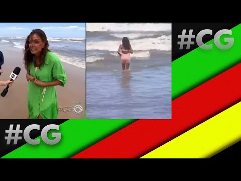 Jornal do Almoço: Cristina Ranzolin toma banho de mar ao vivo - trecho (21 Dez 2023)