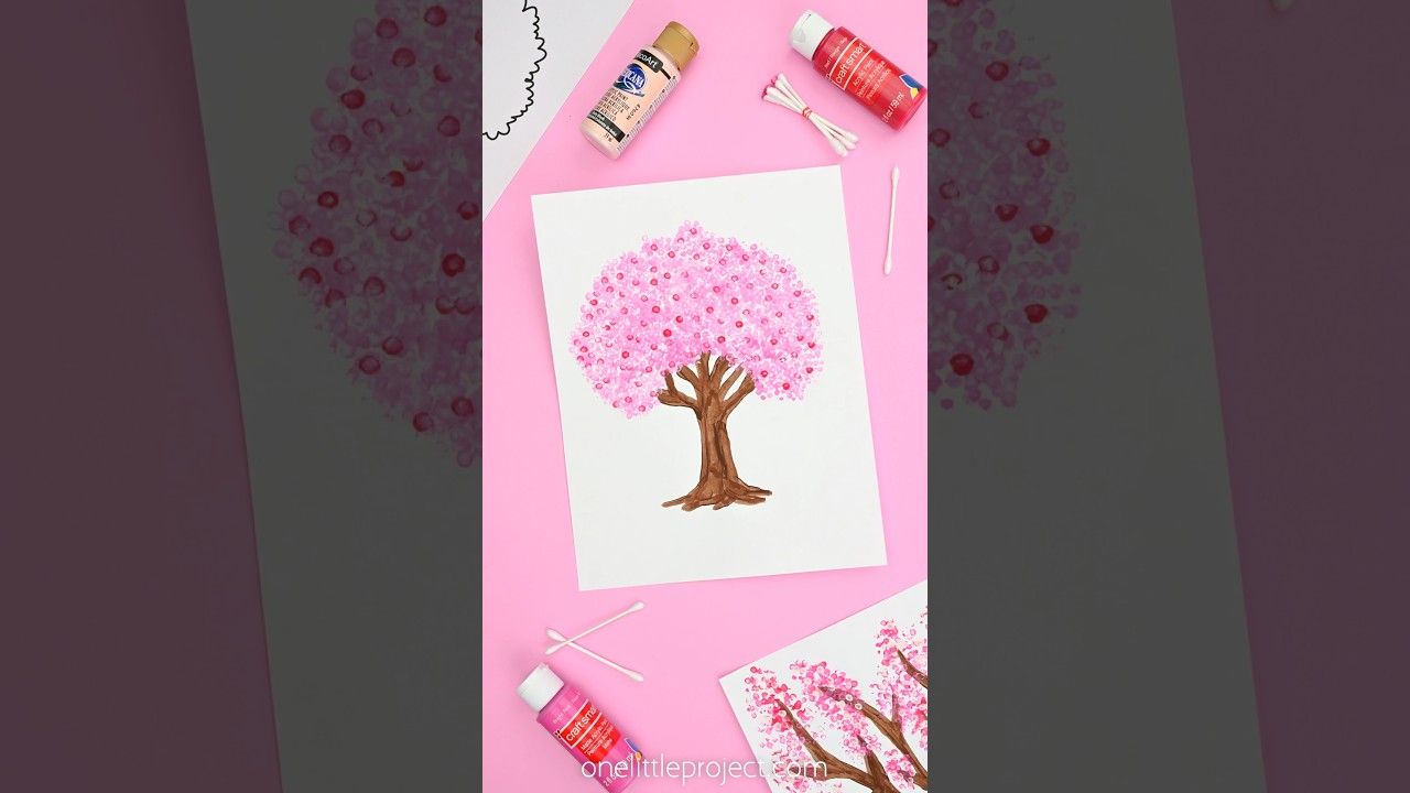 Cherry Blossom Painting with Q-Tips 🍒 🌸 🎨
