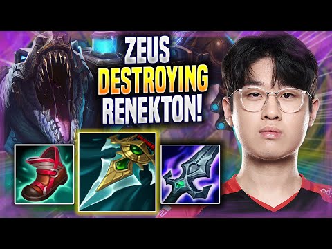 ZEUS LITERALLY GOD MODE WITH RENEKTON! - T1 Zeus Plays Renekton TOP vs Gnar! | Season 2022