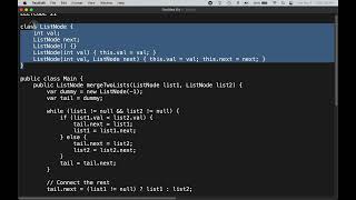 LEETCODE 21 : MERGE 2 SORTED LINKED LISTS : JAVA SOLUTION