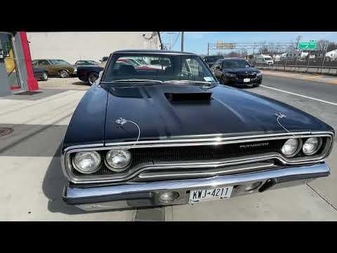 1970 PLYMOUTH ROADRUNNER BLACK 4 SPEED 440 FOR SALE WWW.HOLLYWOODMOTORSUSA.COM