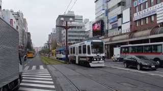 preview picture of video '鹿児島市電9500形 天文館通電停発車 Kagoshima City Tram Type 9500'