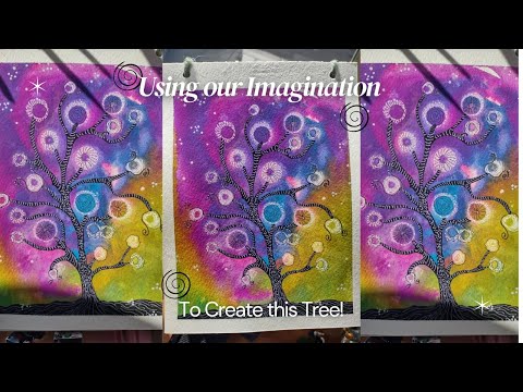 Whimsical Tree Painting Tutorial, Use Rubbing Alcohol to Create Magical Tree, Relaxing Art 💫