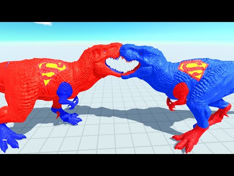 SUPERMAN T-REX vs RED SUPERMAN T-REX DEATH RUN - Animal Revolt Battle Simulator
